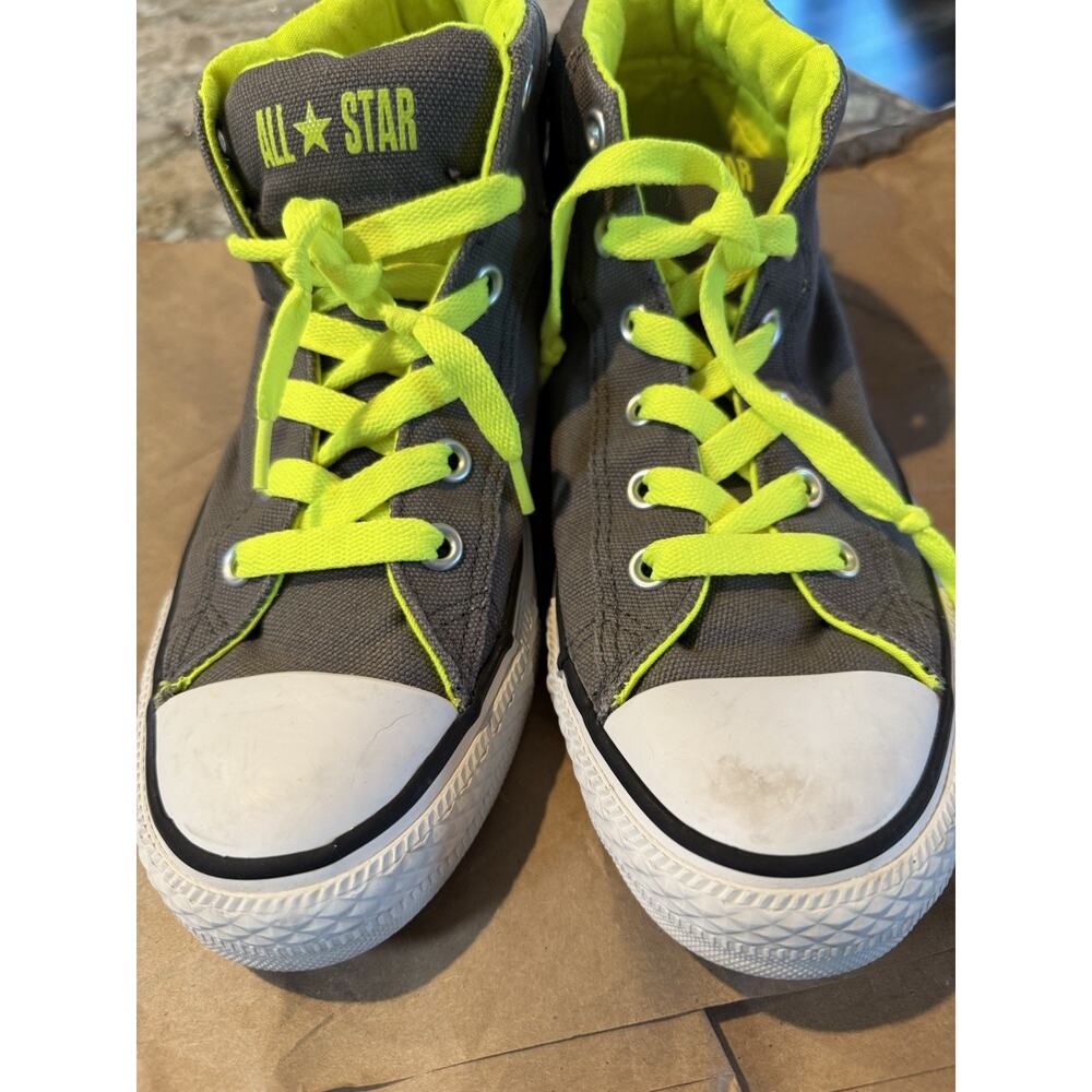 Mens Converse All Stars sz 7 grey neon green 3/4 Top‎  Chucks sneakers skater - Picture 11 of 13